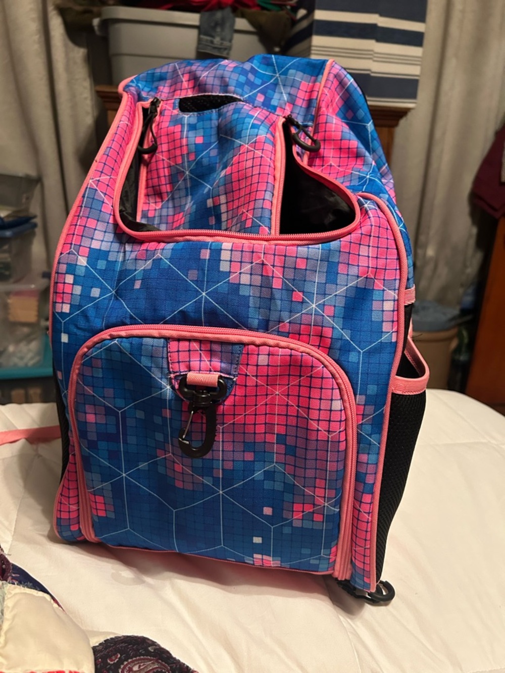 Blue and Pink Geometric Baby Bag Tote